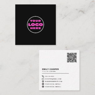 Medieikoner för anpassningsbar logotyp social QR-k Fyrkantigt Visitkort