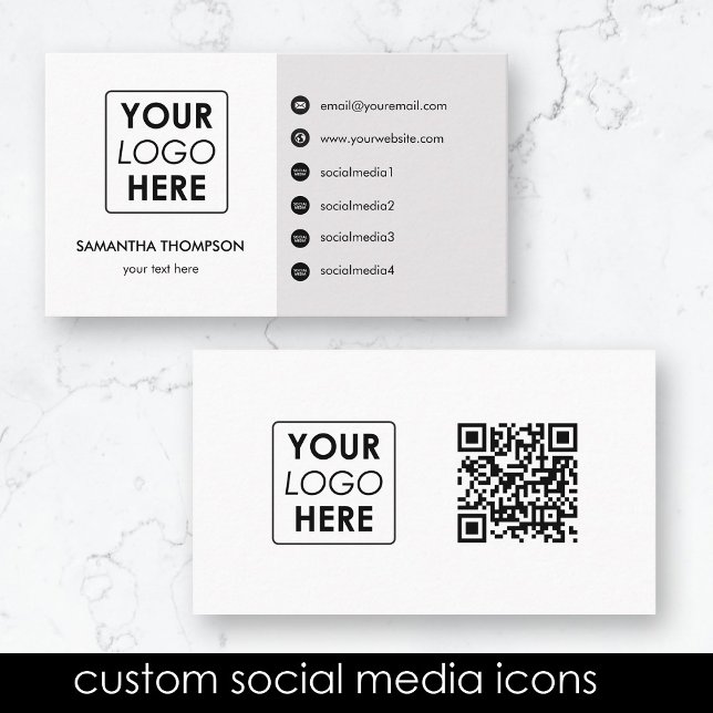 Medieikoner för Modern Business Logotyp Social ()  Visitkort (Modern Business Logo Social Media Icons QR Code Business Card)