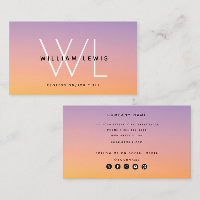 Medieikoner för övertoning av Orangen Social i lil Visitkort (Fram/baksida)