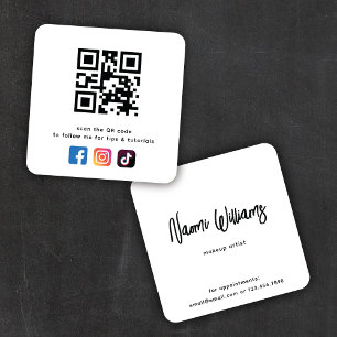 Medieikoner för QR-kod Social - enkel modern Fyrkantigt Visitkort