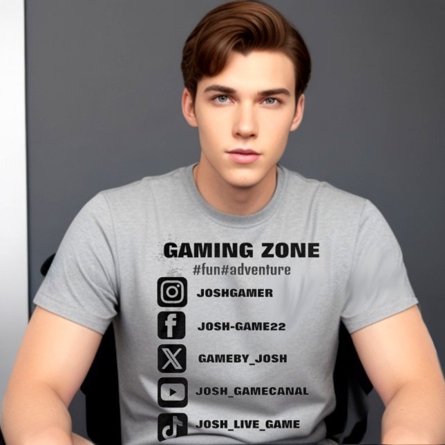 Medieikoner för social tee (Social media icons tee with your username to promote your internet content and increase engagement)