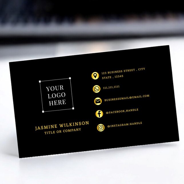 Medieikoner i Black guld Logotyp Modern Social Visitkort (modern black gold proffesional business card fully editable )