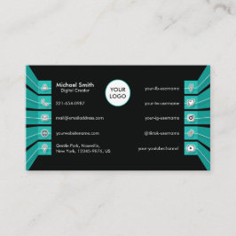 Medieikoner i Teal Grönt Social minimalistisk Mode Visitkort
