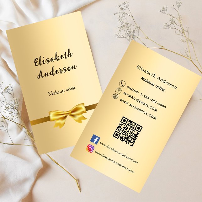 Mediepremie för guld-båge Qr-kod social Visitkort (Skapare uppladdad)