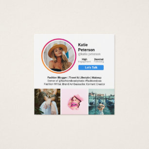 Medieprofil för Instagram-foton, vita trendiget so Fyrkantigt Visitkort