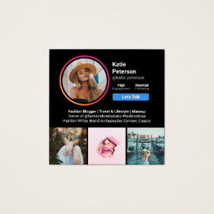 Medieprofil för svart trendig-social fyrkantigt visitkort