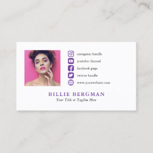 Medieprofilfoto för Lila minimalistisk Social Visitkort