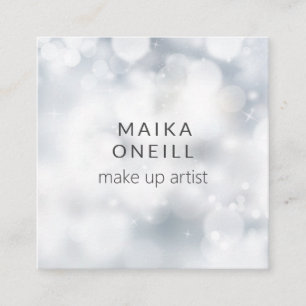 Medier i Luxy Silver Bokeh glitter social Fyrkantigt Visitkort