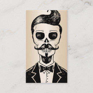 Medierna Guld Vintage Barber Shop Skull Social Visitkort