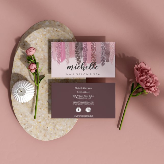 Medierna nagel polska Glitter Salon Maniboyi Socia Visitkort (Skapare uppladdad)