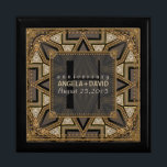Mediev Art Deco Black Guld Bröllop-årsdag Minnesask<br><div class="desc">Art Deco inspirerade till designen med Gatsby, 20-talet med en östra och medeltida "ish flavor". Med anpassade och monogram, kombinerat med en mycket snyggt glitter guld och svart geometrisk utformning. Slimmad och elegant personligt bröllp, årsdag eller förlovning närvarande. Anpassa med namn, årsdag och monogram eller siffror - som är gjorda...</div>