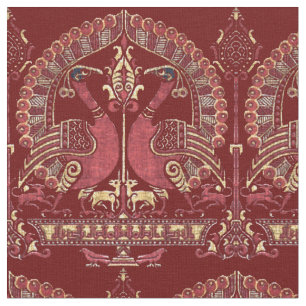 Medieval 12:e Century Peacock Mönster Tyg