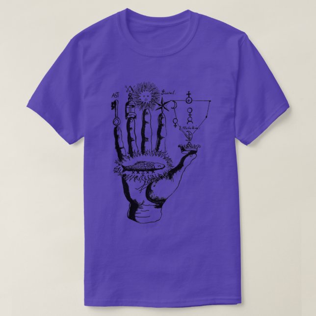 Medieval Alchemy Hand Symbols T Shirt (Design framsida)