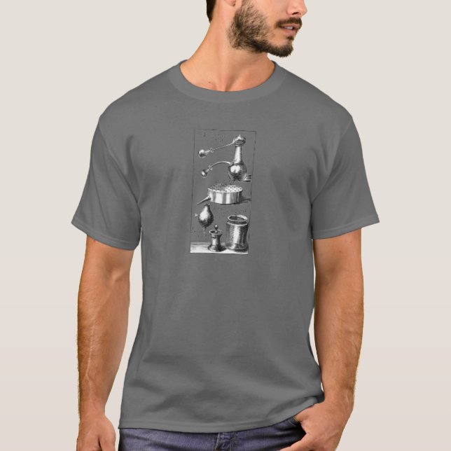 Medieval Alchemy Laboratory Verktyg T-shirt (Framsida)