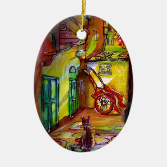 MEDIEVAL ALLELELEY PER KVÄLL I FLORENCE MED SVART  JULGRANSPRYDNAD KERAMIK (Framsidan)