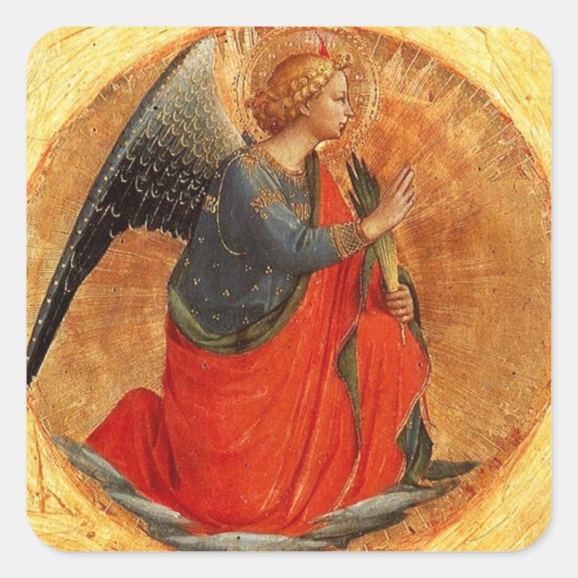 Medieval Angel Stickers Fyrkantigt Klistermärke (Framsida)
