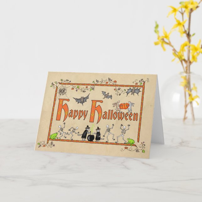 Medieval animals Halloween-kort Kort (Gul blomma)