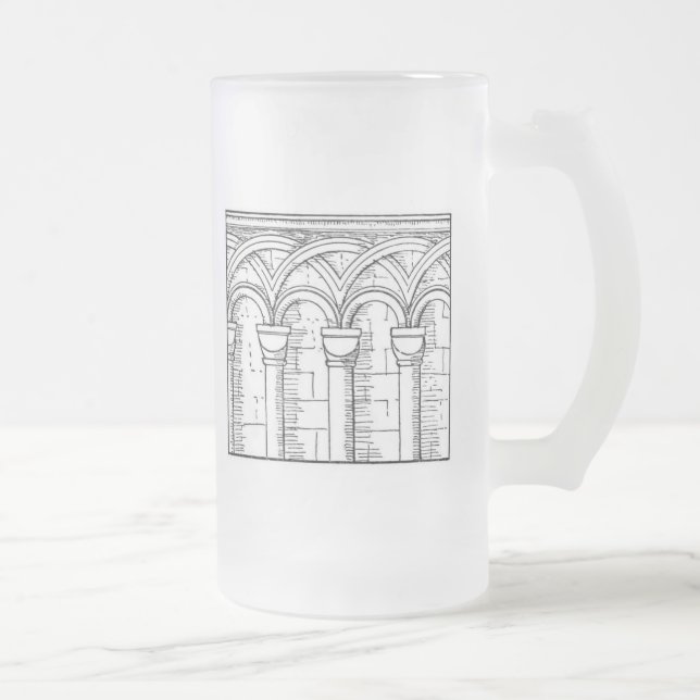 Medieval arkitektur frostat ölglas (Höger)