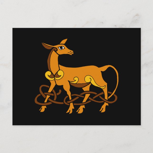 Medieval Art Celtic Knot Brown Hjort Vykort (Framsida)