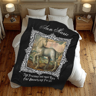Medieval Art Unicorn Baroque Black Gothic Fleecefilt