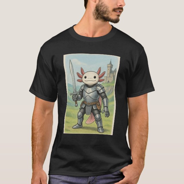 Medieval Axolotl Knight T Shirt (Framsida)