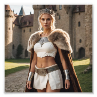 Medieval Barbarian Girl Princess av Castle Fototryck
