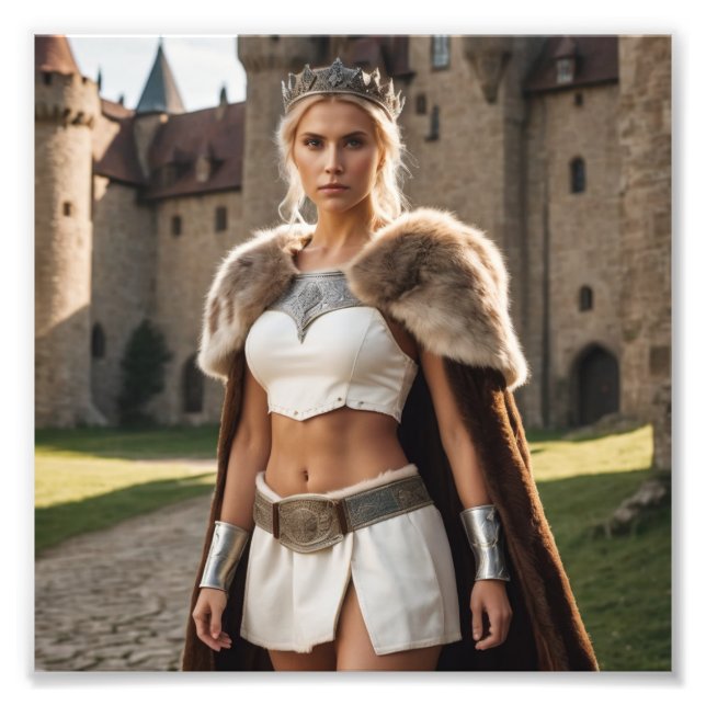 Medieval Barbarian Girl Princess av Castle Fototryck (Framsidan)