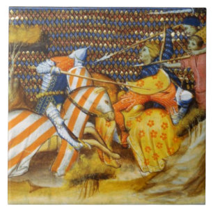 MEDIEVAL BATTLE, FIGHTS KNIGHTS HORSEBACK KAKELPLATTA
