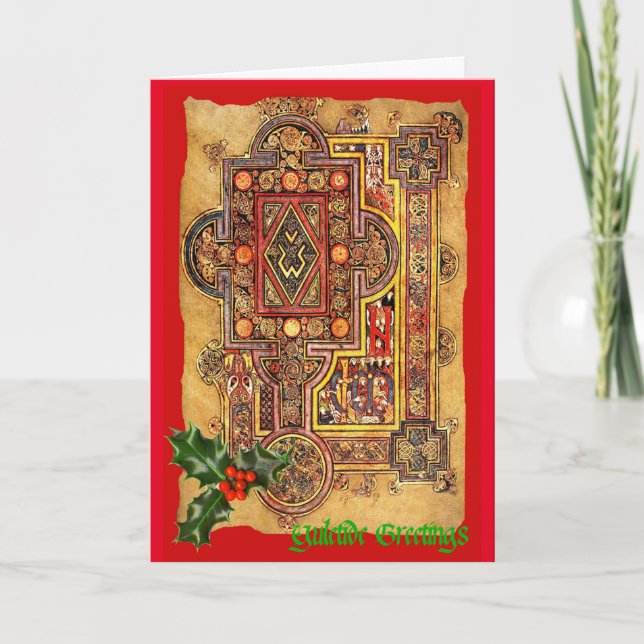 Medieval belysning Yuletide Card Kort (Framsida)