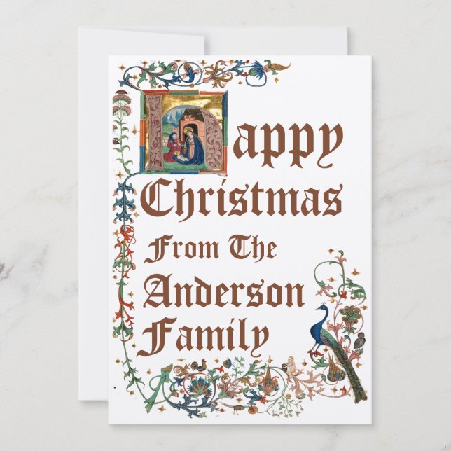 Medieval belyst manuscript jultomhet julkort (Framsida)