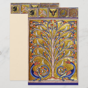 MEDIEVAL BESTIARY,BIRDS ON LIVETS TRÄD,DRAGON BREVPAPPER
