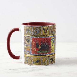 MEDIEVAL BESTIARY,BLACK HEDGEHOG KING and ANIMALS  Mugg