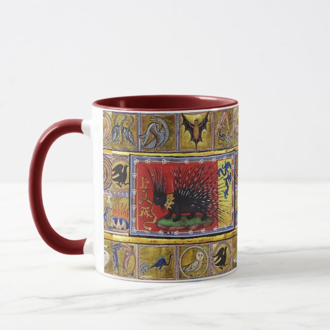 MEDIEVAL BESTIARY,BLACK HEDGEHOG KING and ANIMALS  Mugg (Vänster)