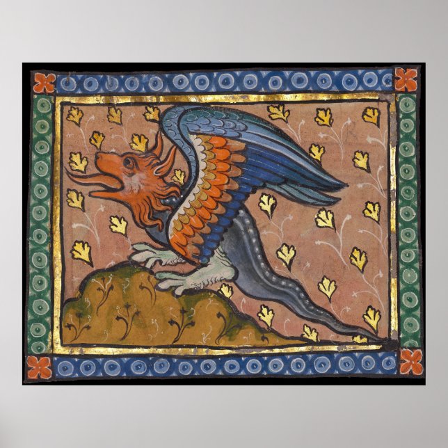 Medieval Bestiary Dragon c. 1270 Poster (Framsidan)