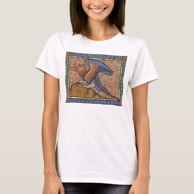 Medieval Bestiary Dragon c. 1270 T Shirt (Framsida)
