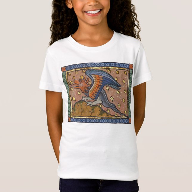 Medieval Bestiary Dragon c. 1270 T Shirt (Framsida)