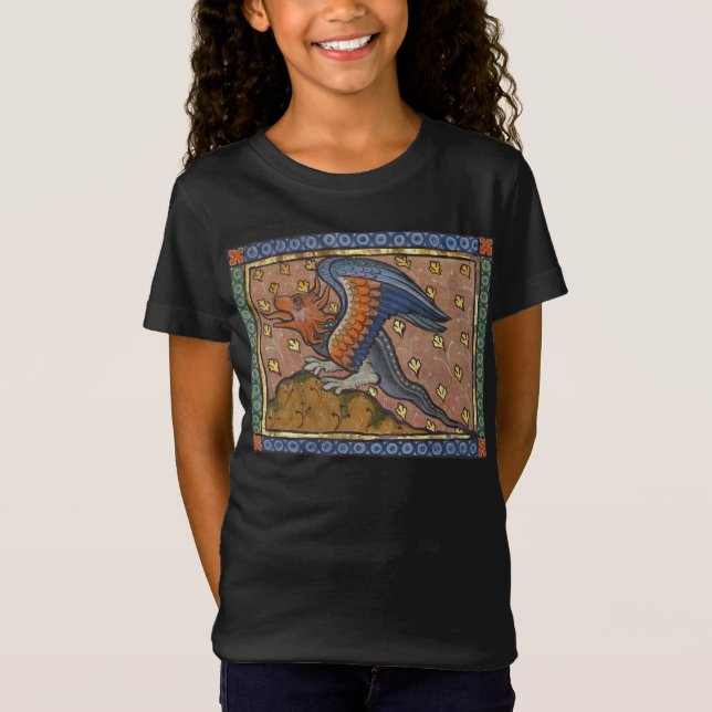 Medieval Bestiary Dragon c. 1270 T Shirt (Framsida)