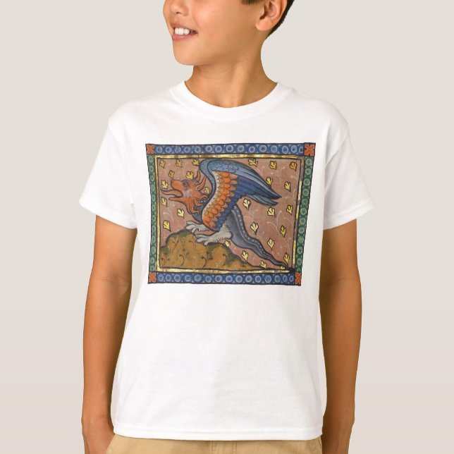 Medieval Bestiary Dragon c. 1270 T Shirt (Framsida)