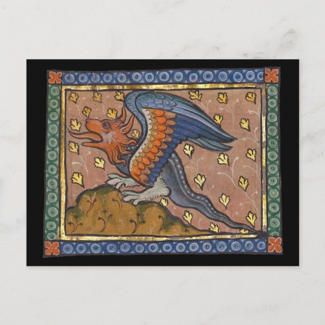 Medieval Bestiary Dragon c. 1270 Vykort (Framsida)