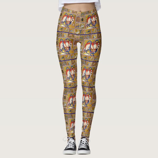MEDIEVAL BESTIARY,ELEPHANT COMBATTE SNAKE DRAGON LEGGINGS (Framsida)