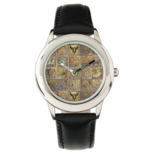 MEDIEVAL BESTIARY, FANTASTIC ANIMALS,GULD RED BLUE ARMBANDSUR