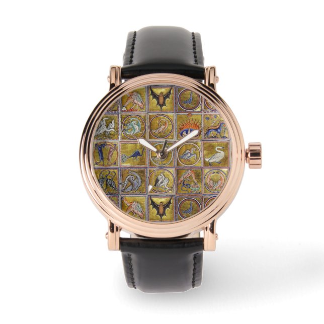 MEDIEVAL BESTIARY, FANTASTIC ANIMALS,GULD RED BLUE ARMBANDSUR (Framsida)