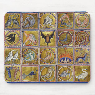 MEDIEVAL BESTIARY, FANTASTIC ANIMALS,GULD RED BLUE MUSMATTA