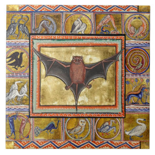 MEDIEVAL BESTIARY,FLYING FLADDERMUS,SKOGSDJUR KAKELPLATTA