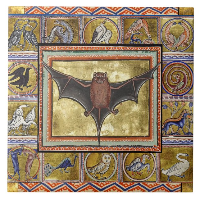MEDIEVAL BESTIARY,FLYING FLADDERMUS,SKOGSDJUR KAKELPLATTA (Framsidan)