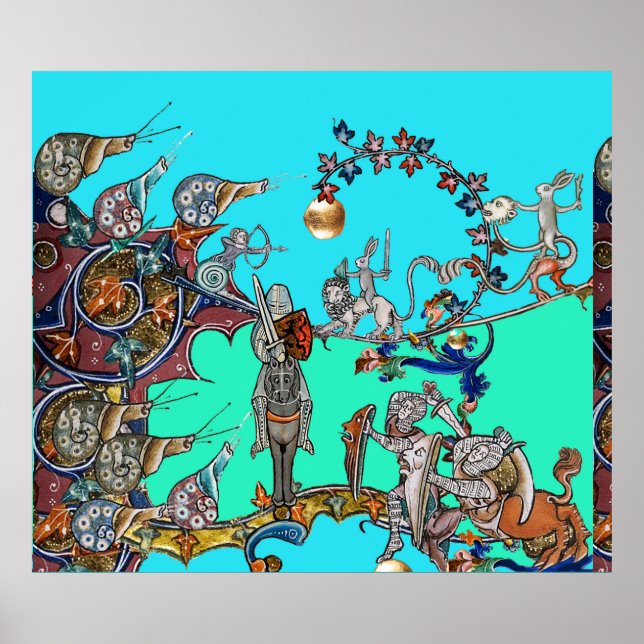 MEDIEVAL BESTIARY KRIG, KNIGHTS,GIANT SNIGEL Blue Poster (Framsidan)