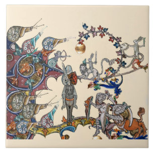 MEDIEVAL BESTIARY KRIG, KNIGHTS,GIANT SNIGEL Cream Kakelplatta