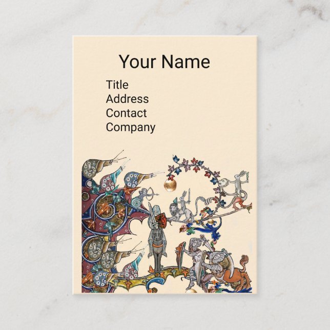 MEDIEVAL BESTIARY KRIG, KNIGHTS,GIANT SNIGEL Cream Visitkort (Framsida)