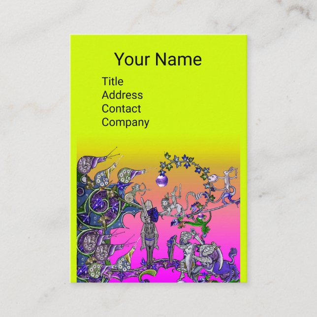 MEDIEVAL BESTIARY KRIG, KNIGHTS,GIANT SNIGEL Gult Visitkort (Framsida)
