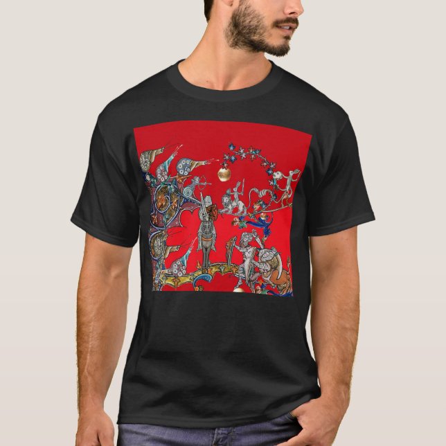 MEDIEVAL BESTIARY KRIG, KNIGHTS,GIANT SNIGEL Red T Shirt (Framsida)
